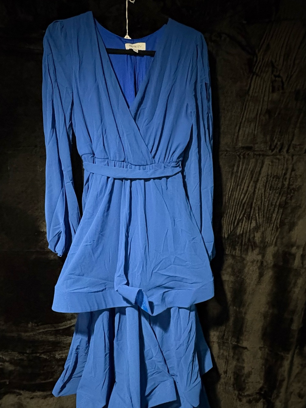 Parker Electric Blue Long-Sleeve Wrap Maxi Dress